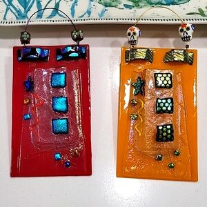 Glass Art Wall Vases Signed Beautiful